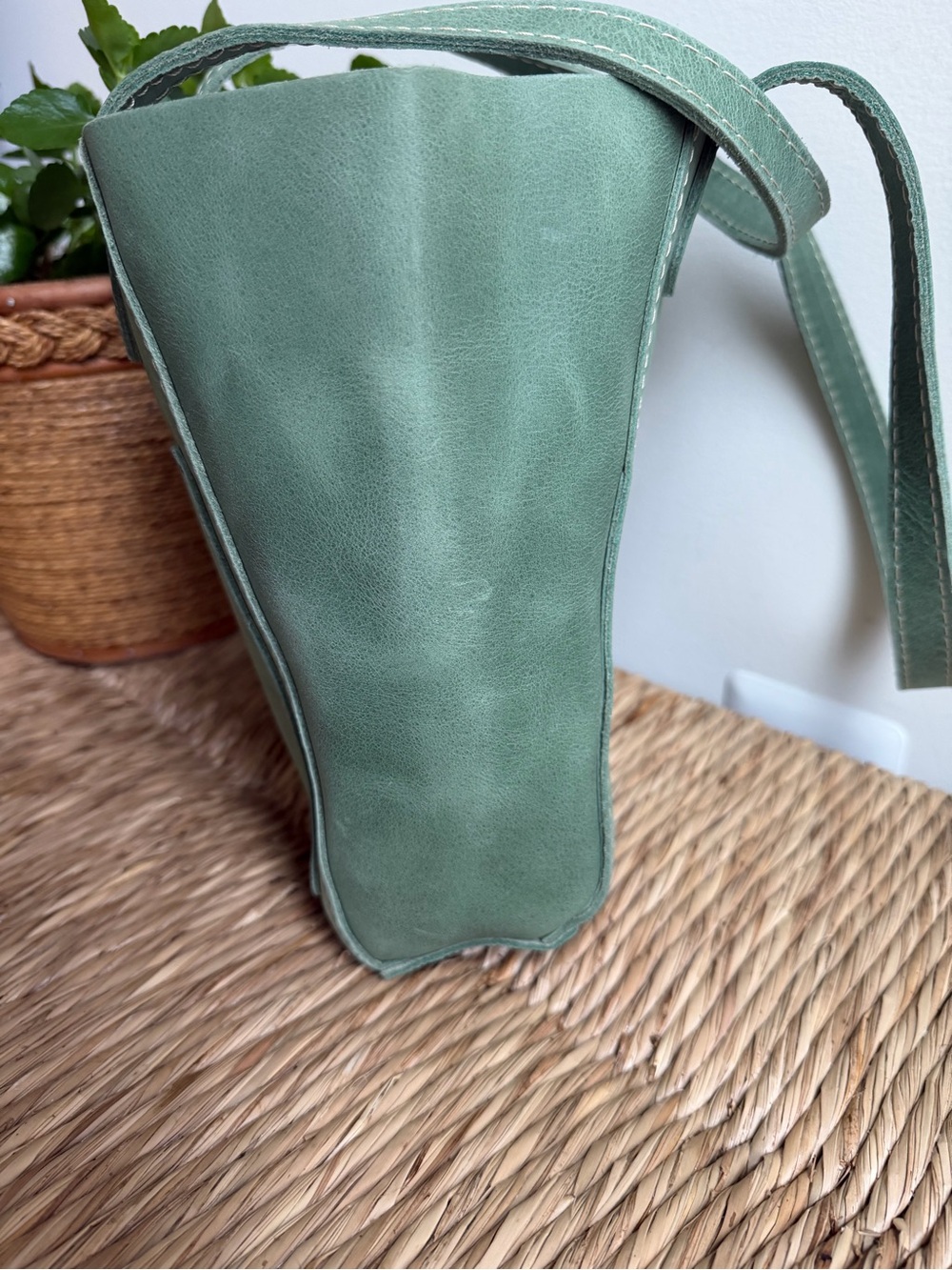 Portland Leather Goods Juliette Sage Green Leather Tote - Picture 4 of 9